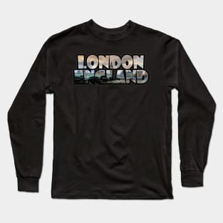 London, England Label with Big Ben & Westminster Long Sleeve T-Shirt